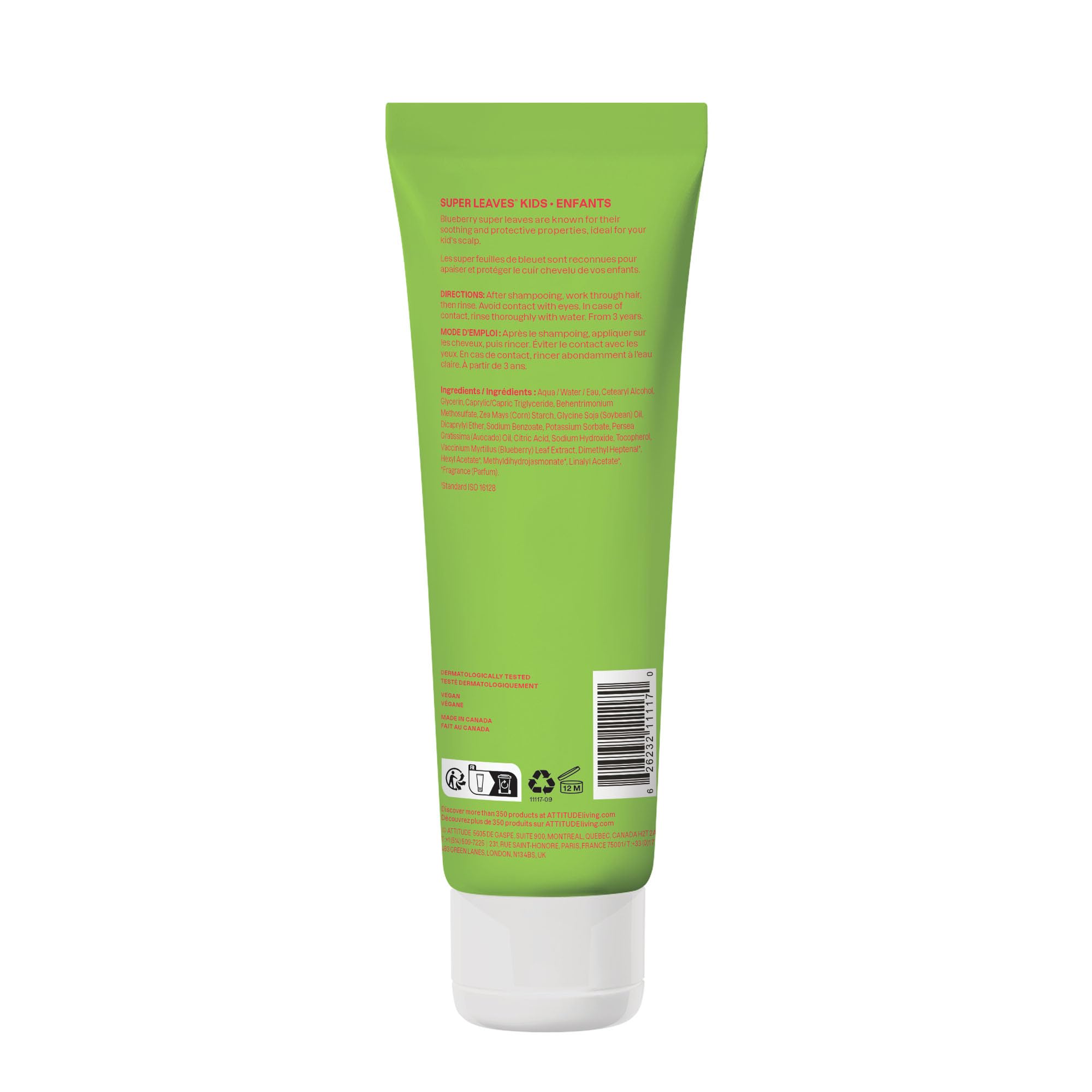 ATTITUDE Little Leaves Conditioner: formule-vegan sans silicone ni colorant.