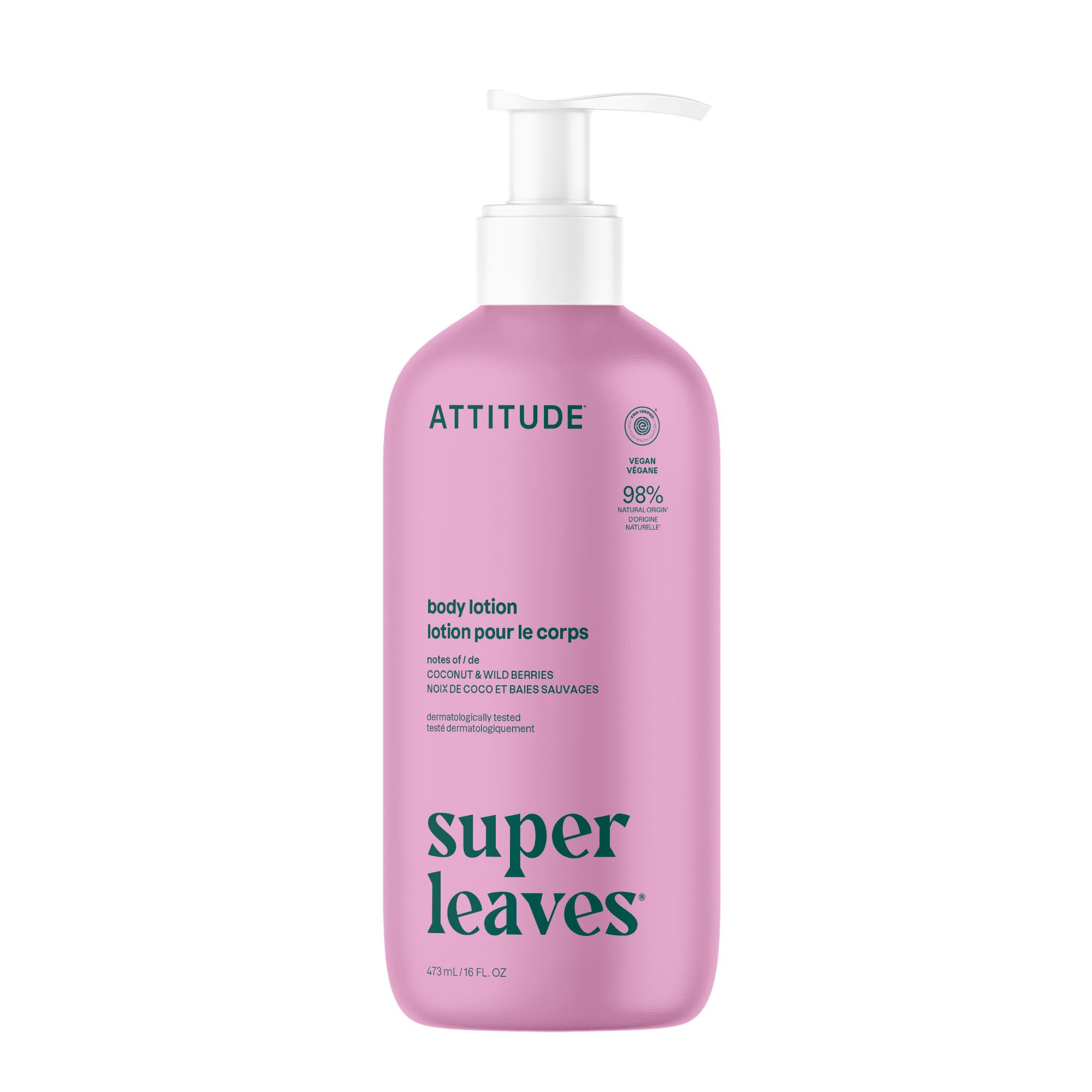 Lotion ATTITUDE: bouteille HDPE visible pour hydratation légère et non grasse.