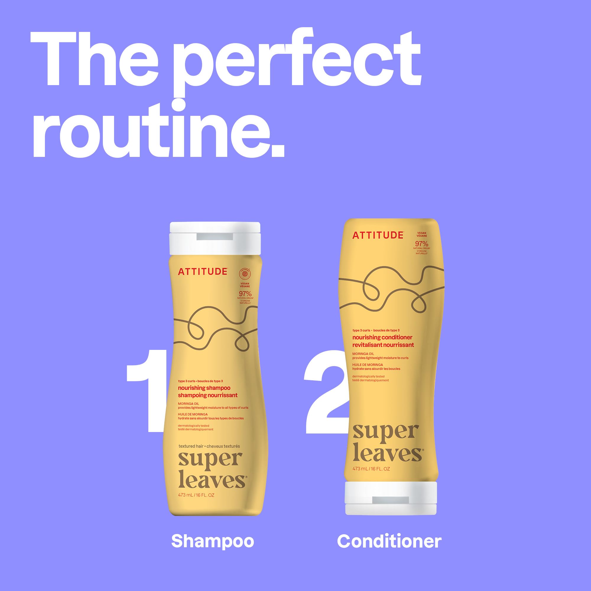 Ingrédients naturels du conditionneur ATTITUDE Nourrissant, sans silicones ni SLES