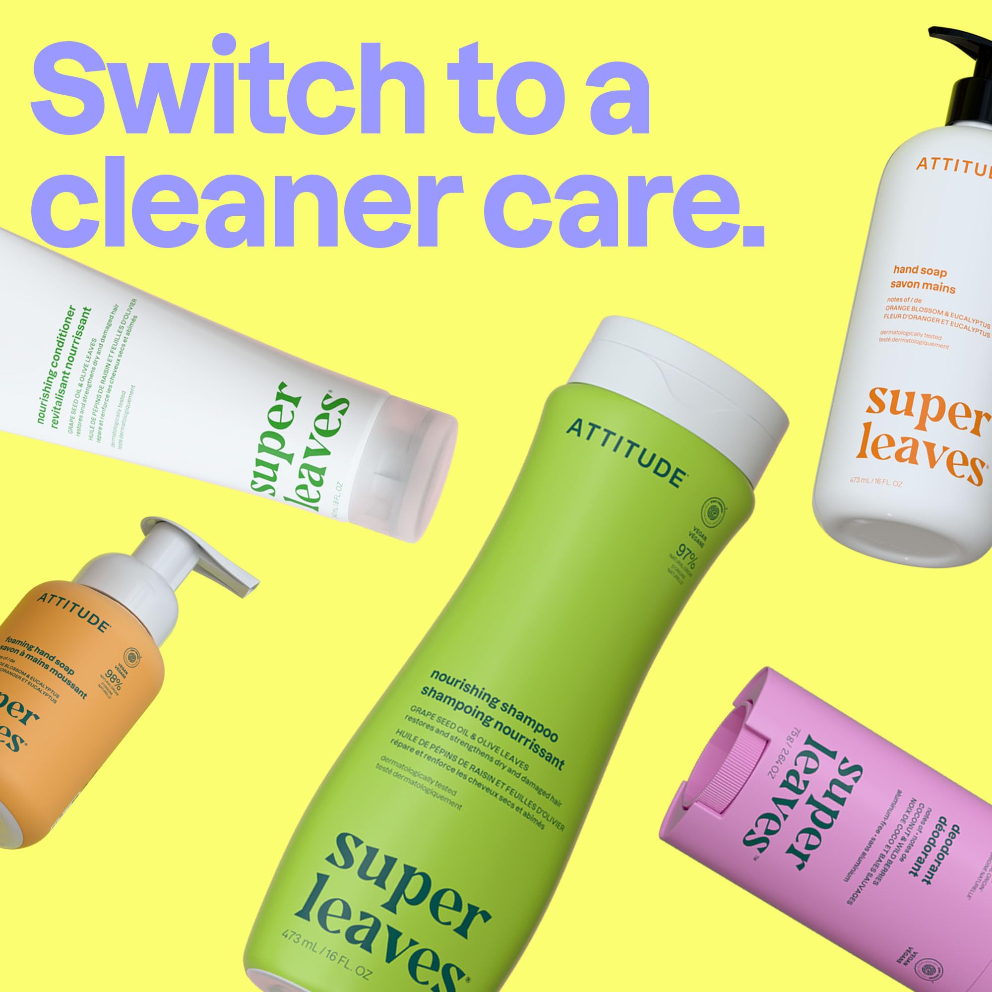 Conditionneur végétal ATTITUDE Nourrissant, testé dermatologiquement et vegan