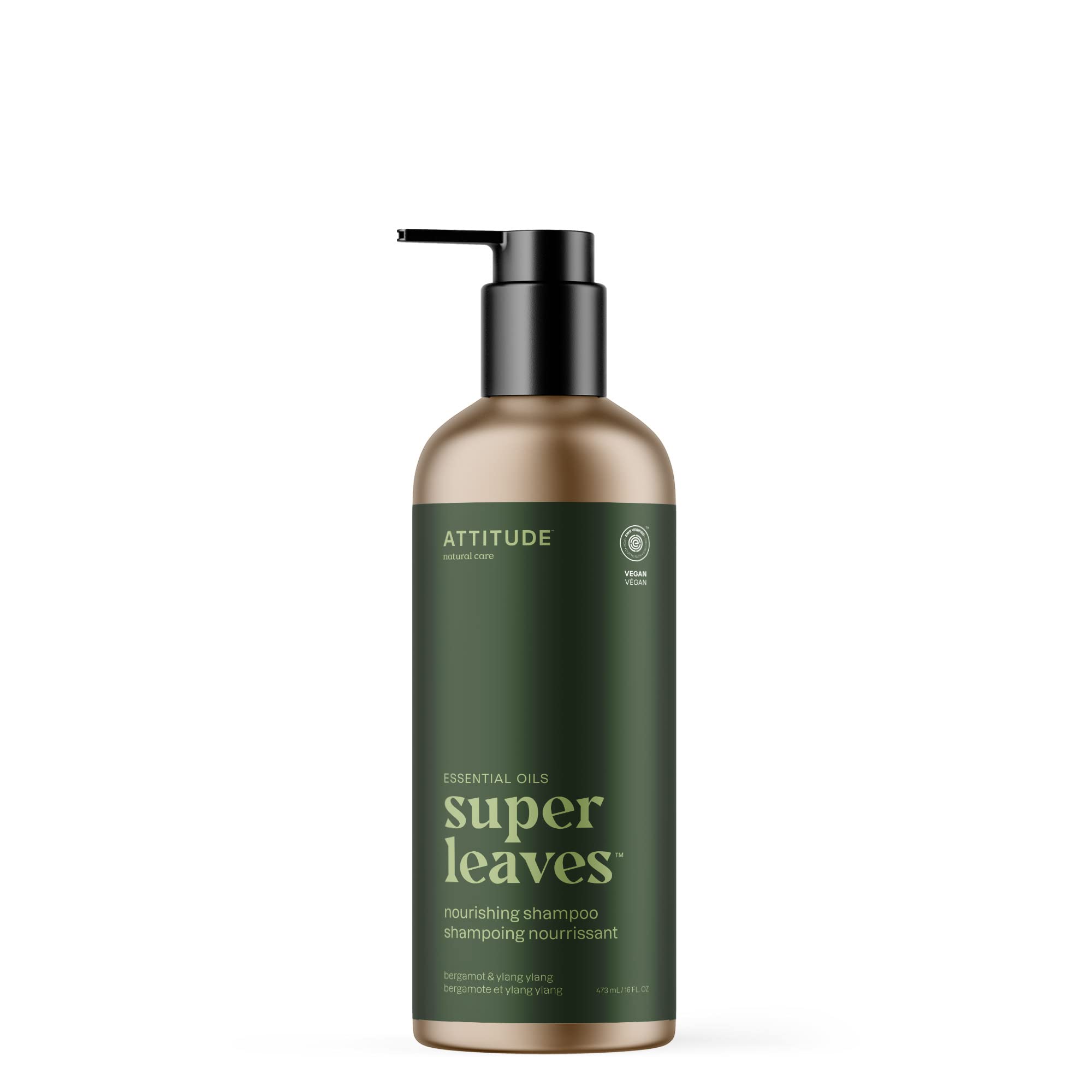 ATTITUDE Shampoing Nourrissant Bergamote et Ylang-Ylang, bouteille aluminium, hydratation responsable.