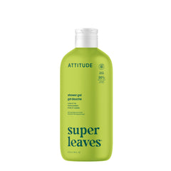 ATTITUDE Gel Douche Poire et Ambre en bouteille, parfum agréable et respectueux de la peau.