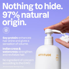 ATTITUDE protéine de soja et volume: flacon clair favorise brillance et lift
