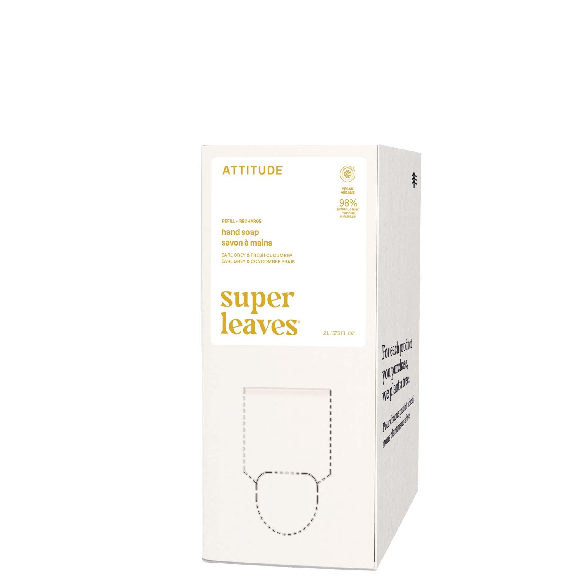 Savon liquide ATTITUDE pour les mains en bouteille, nettoyage doux et hydratation.