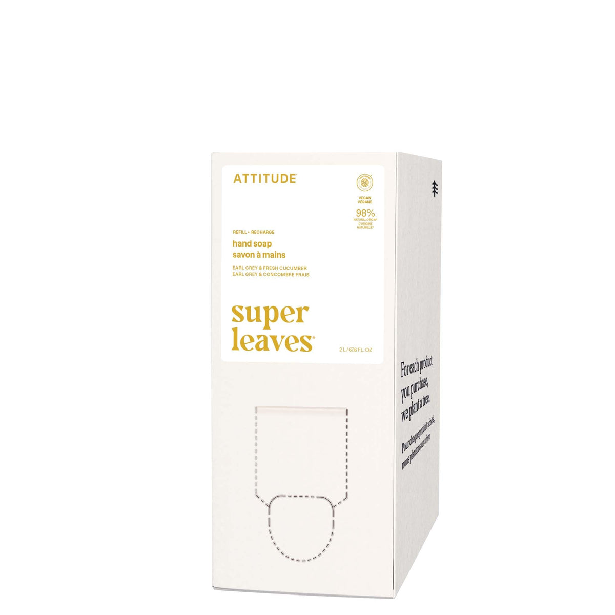 Savon liquide ATTITUDE pour les mains en bouteille, nettoyage doux et hydratation.