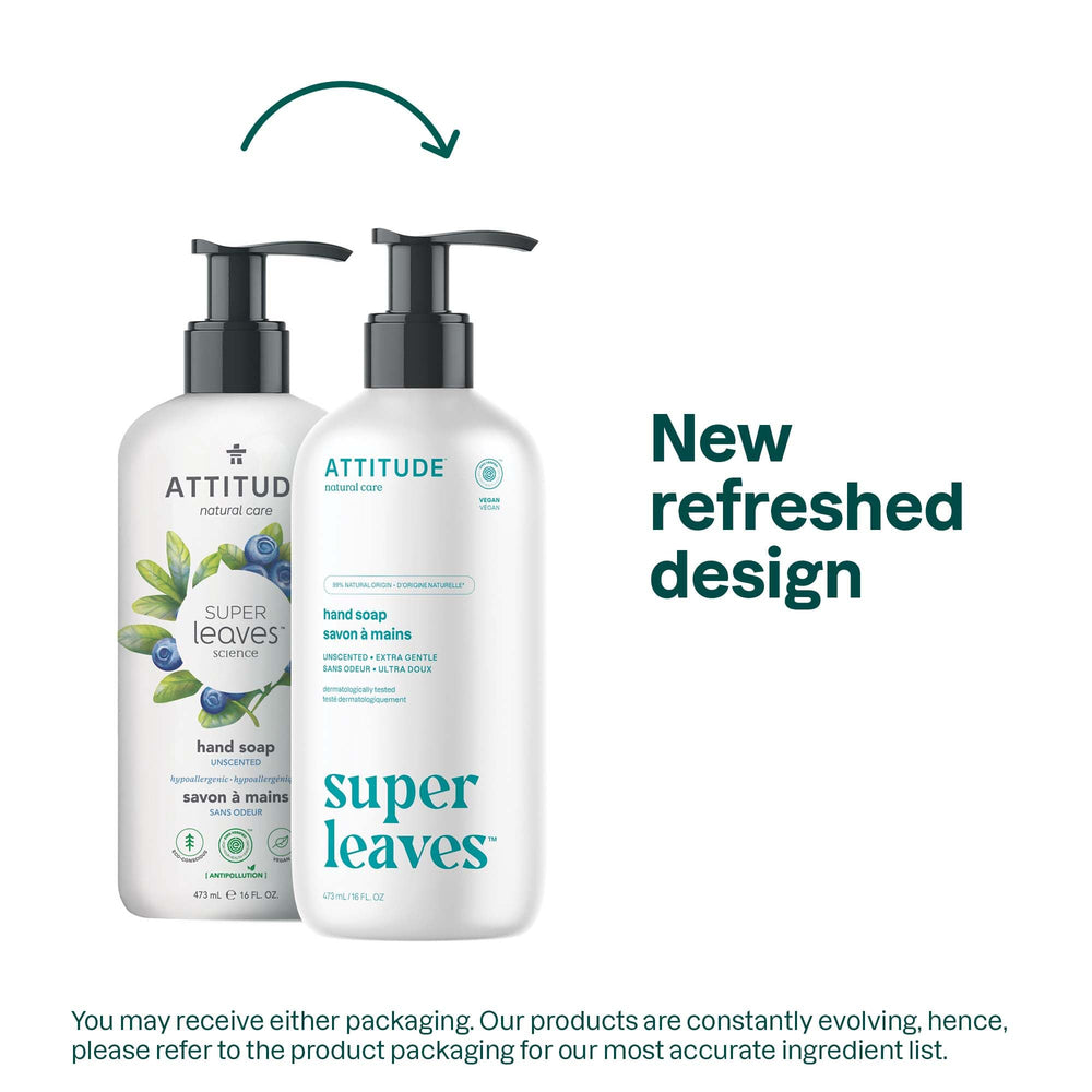 ATTITUDE savon liquide mains, pompe facilitant le versement et le lavage rapide.