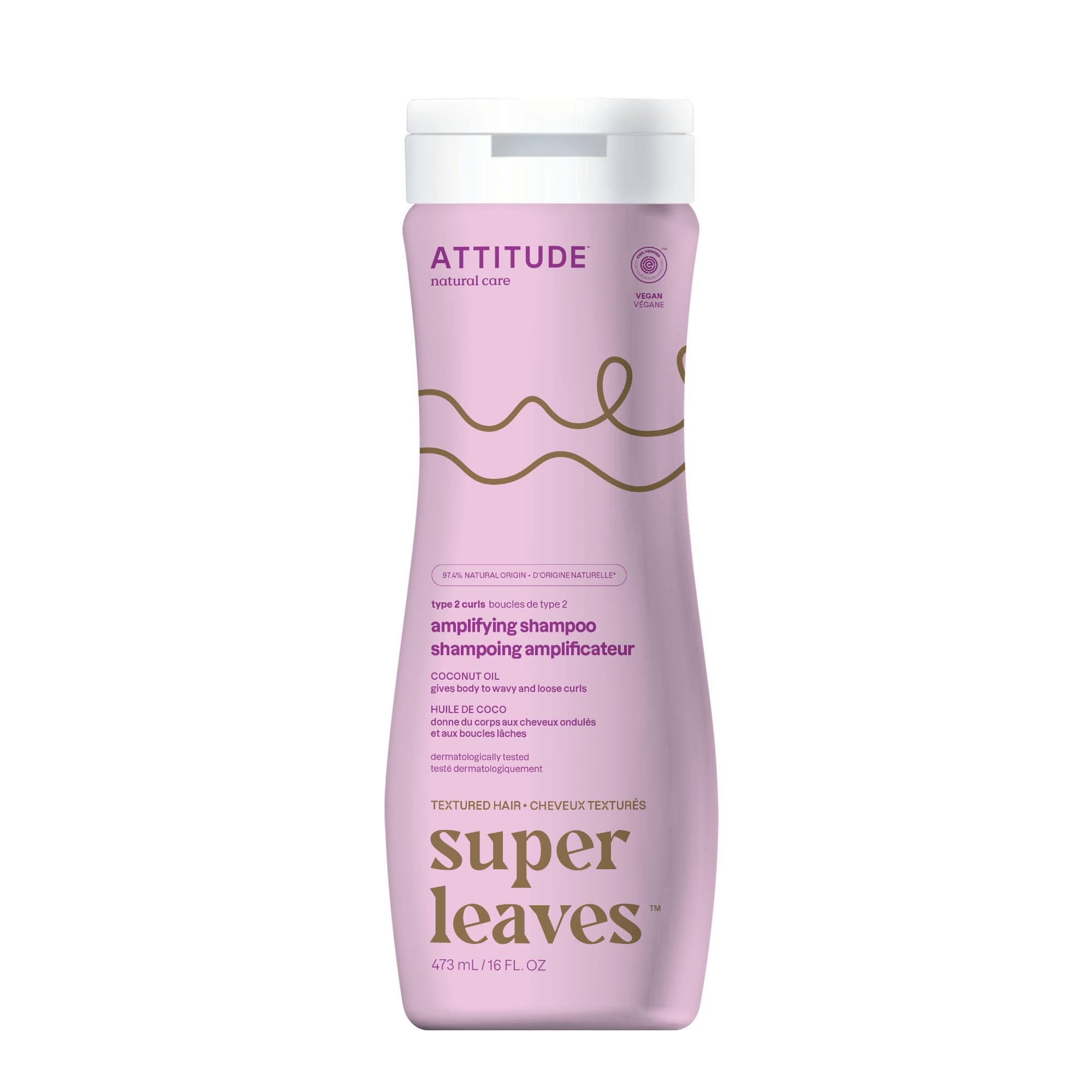 ATTITUDE Shampoing Amplifiant Boucles Bouteille, offre volume et définition.