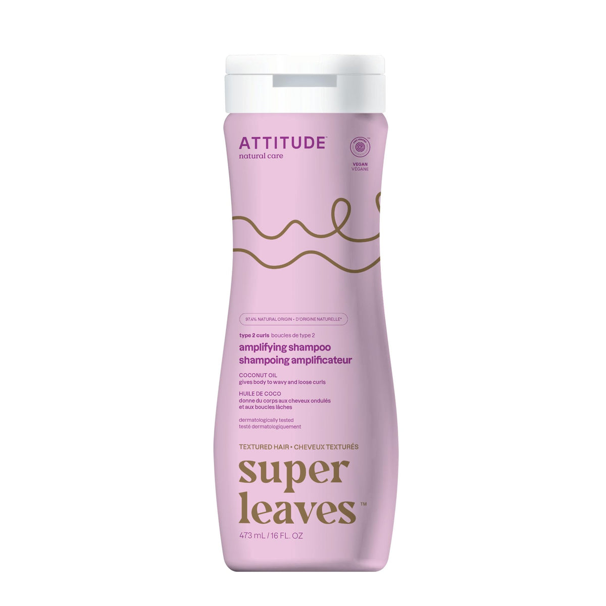 ATTITUDE Shampoing Amplifiant Boucles Bouteille, offre volume et définition.