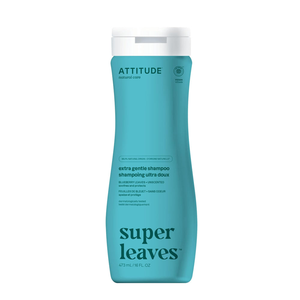 ATTITUDE Shampoing Extra Doux – bouteille élégante, soin doux pour cuir chevelu sensible et sec.