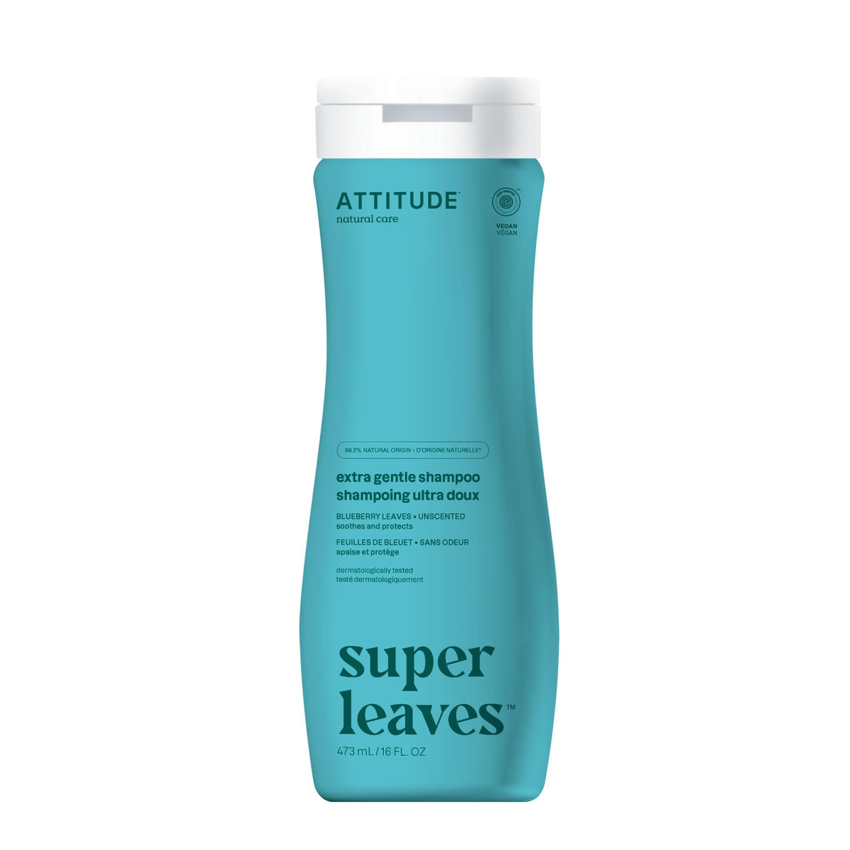 ATTITUDE Shampoing Extra Doux – bouteille élégante, soin doux pour cuir chevelu sensible et sec.
