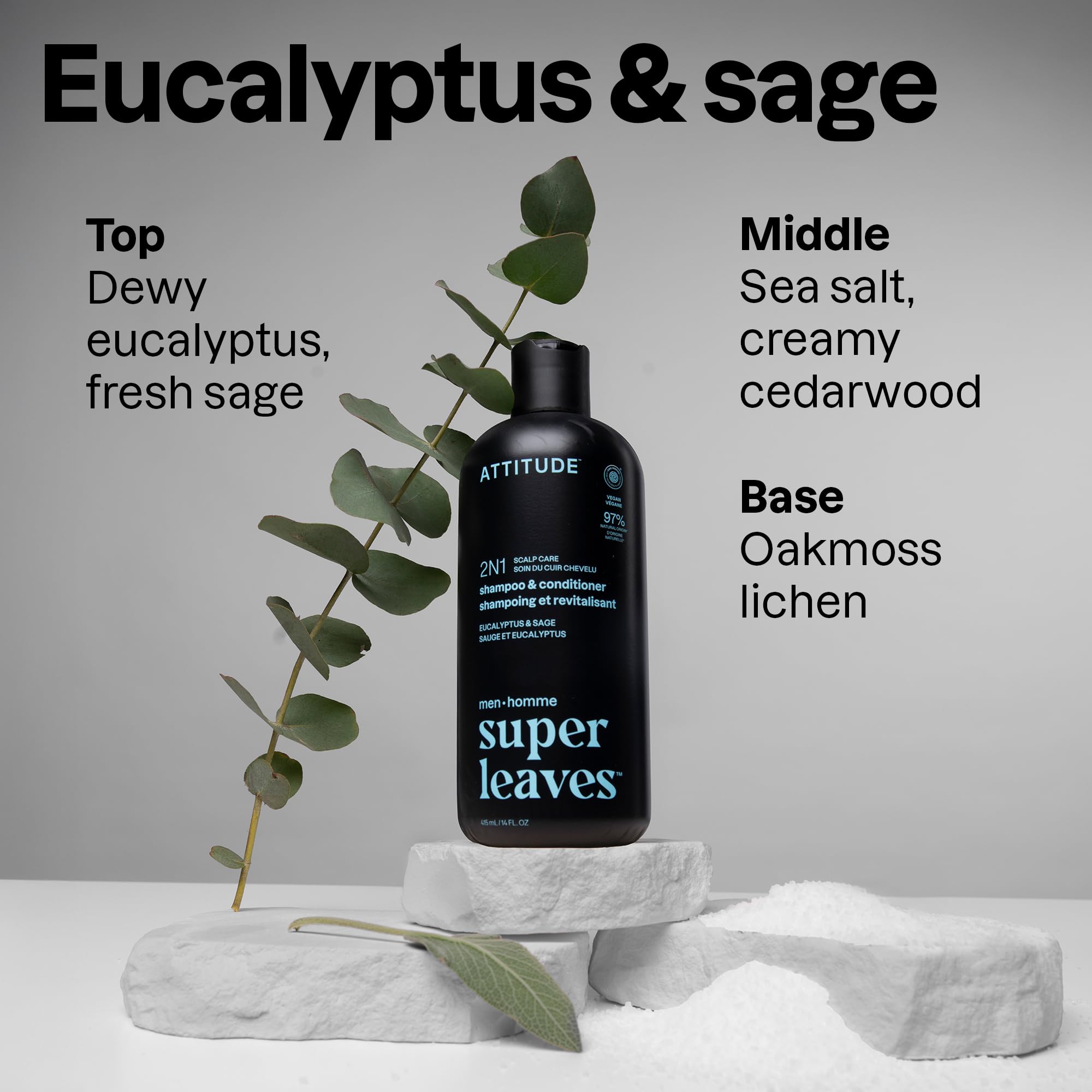 ATTITUDE Shampoing 2-en-1 Menthe - Fraîcheur immédiate du cuir chevelu