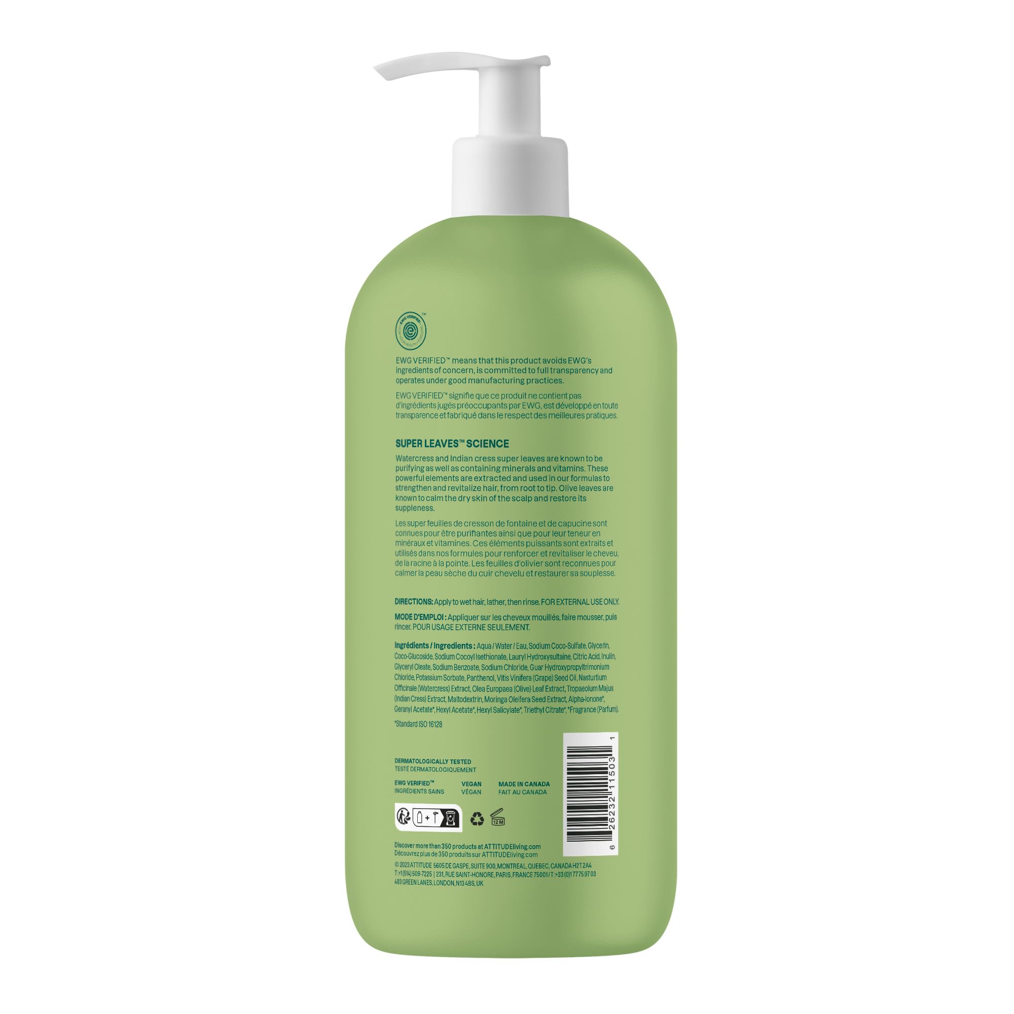 ATTITUDE Shampoing Nourrissant, rituel quotidien pour cheveux secs et abîmés.
