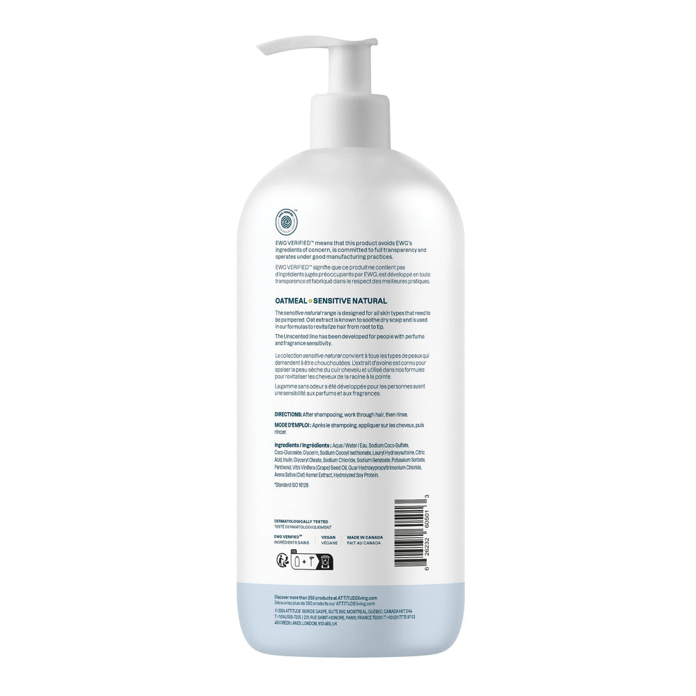 ATTITUDE shampoing sensitif usage quotidien, routine simple et sans parfum.