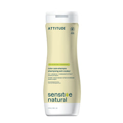 attitude shampoing sensitif pour cheveux colorés — bouteille élégante et soin en douceur.