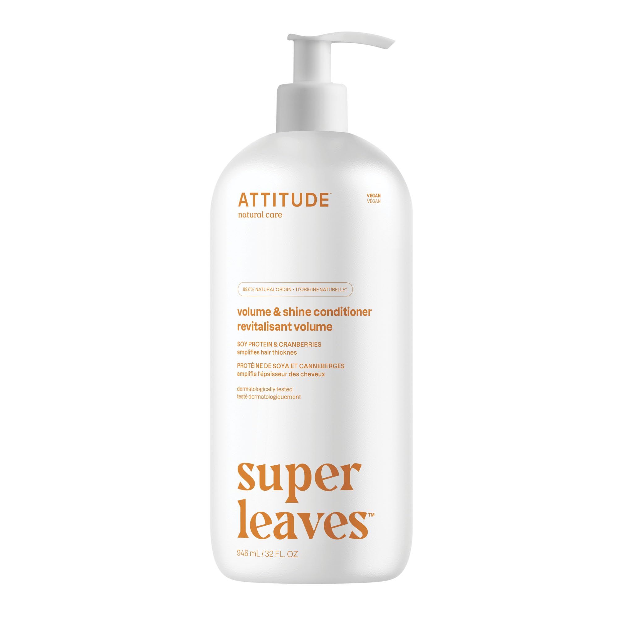 ATTITUDE Volume et Brillance: bouteille du conditionneur pour cheveux fins, booste le volume