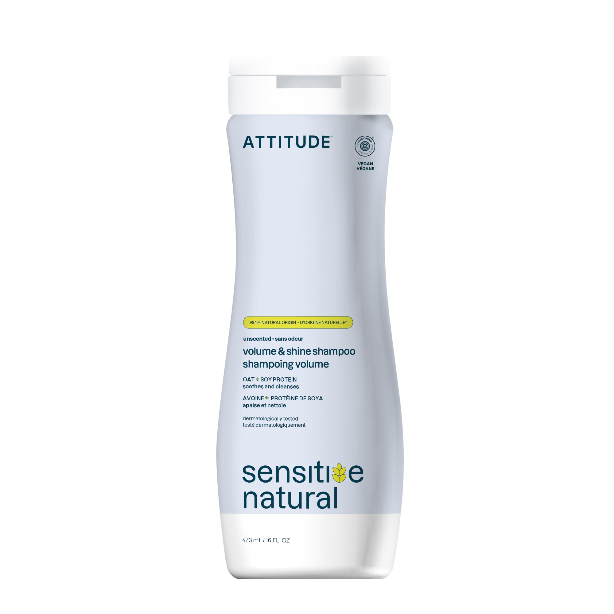 ATTITUDE Volume Shampoo – Bouteille visible apportant du volume aux cheveux fins
