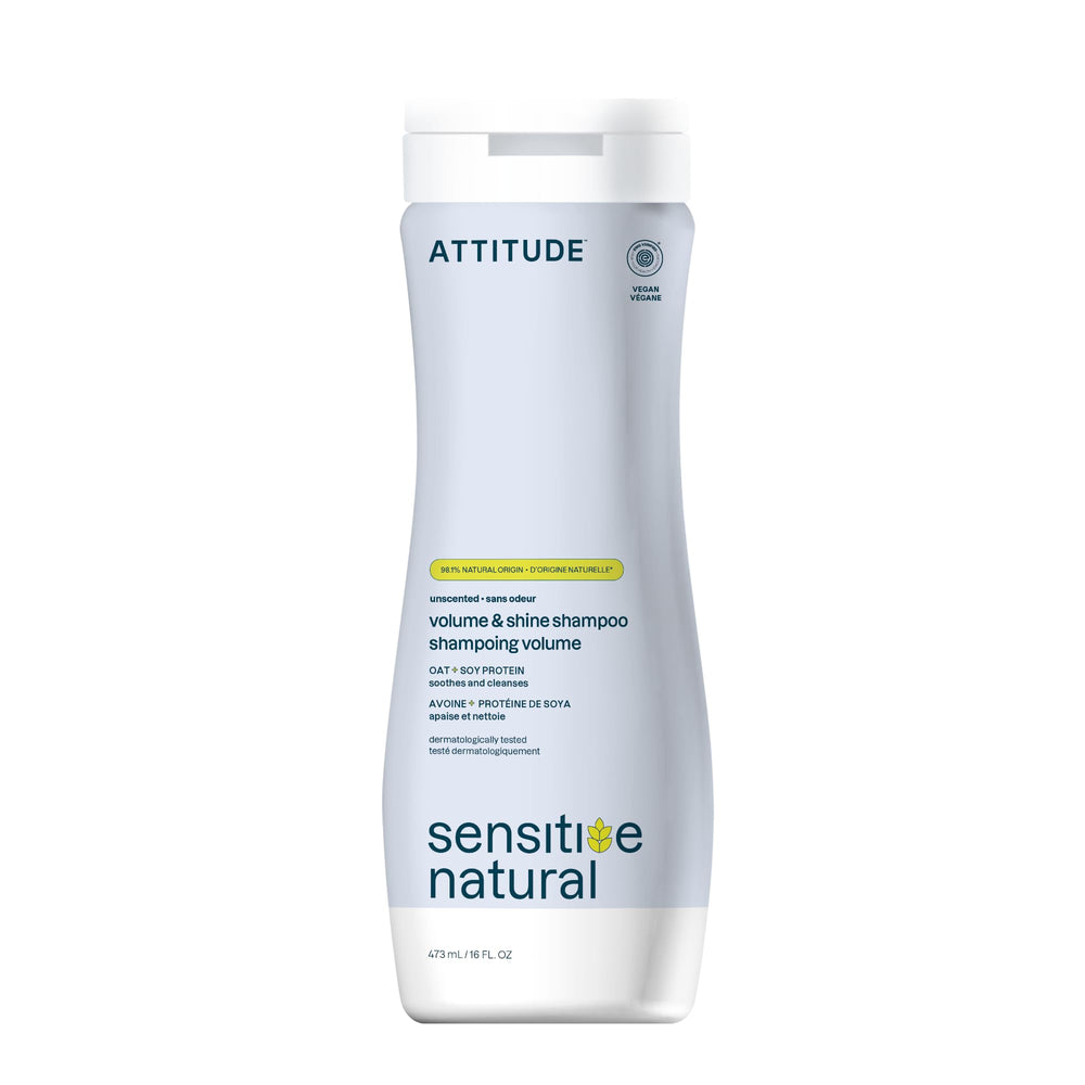 ATTITUDE Volume Shampoo – Bouteille visible apportant du volume aux cheveux fins