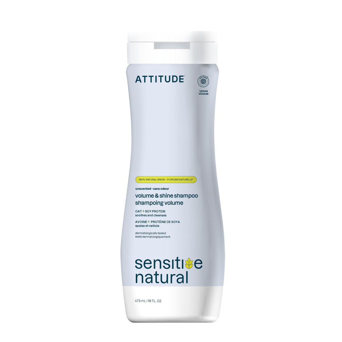 ATTITUDE Volume Shampoo – Bouteille visible apportant du volume aux cheveux fins