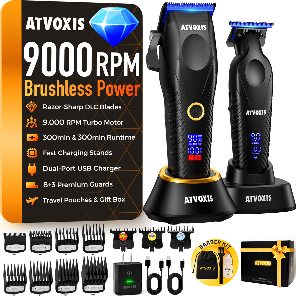 ATVOXIS lames DLC céramique pro pour coupe nette et précise.
