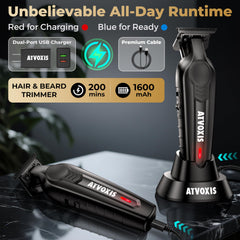 ATVOXIS Trimmer, peignes codés en couleurs facilitant les réglages.