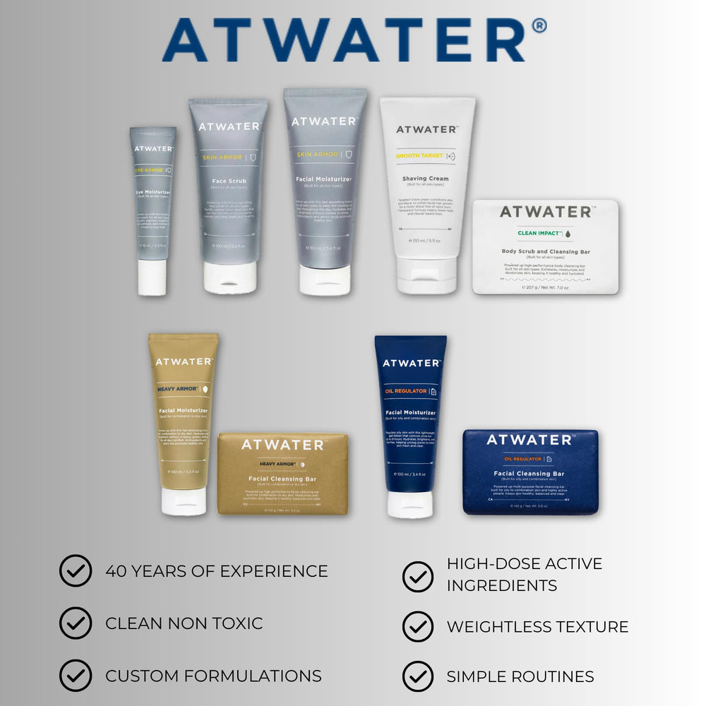 Crème non irritante ATWATER, adaptée aux peaux sensibles autour des yeux.