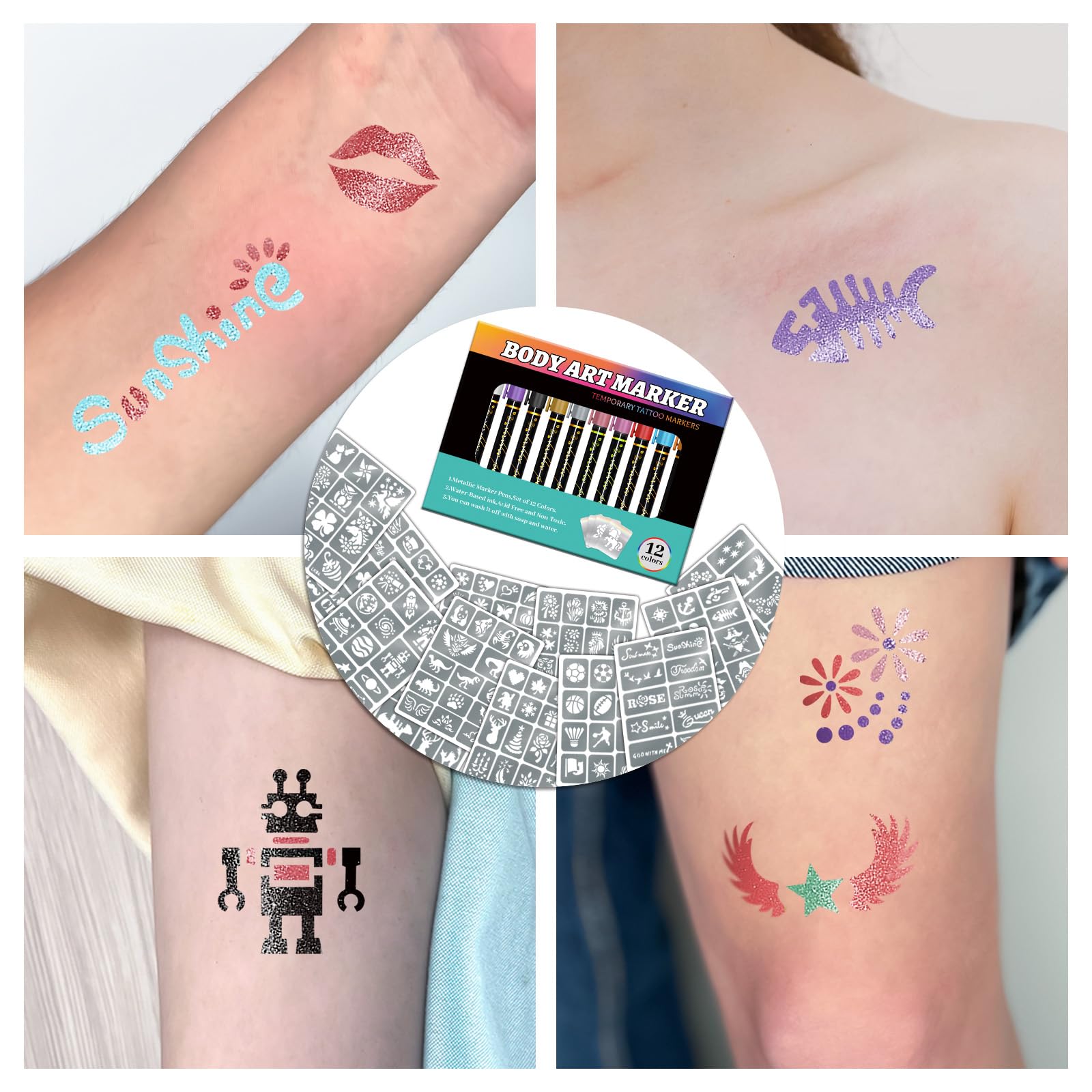 Démonstration tatouage temporaire atydkug appliqué sur la peau