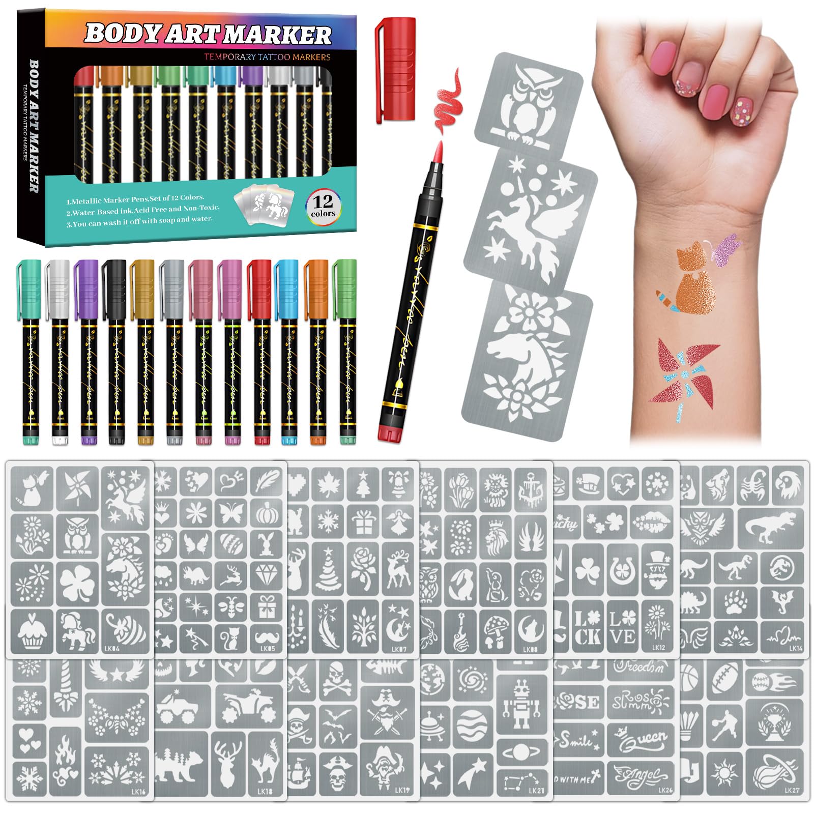 Marqueurs tatouage métalliques atydkug pour contours nets et éclat métallique