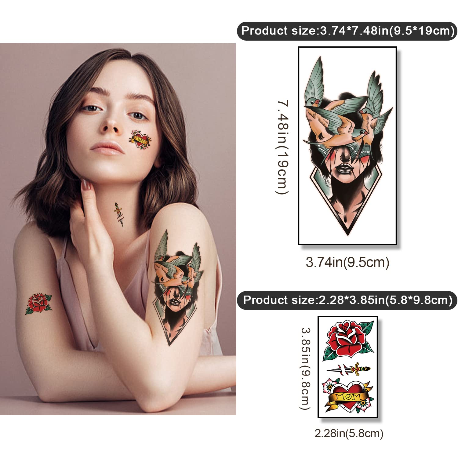 Atydkug tatouage temporaire petites tailles pour détails précis