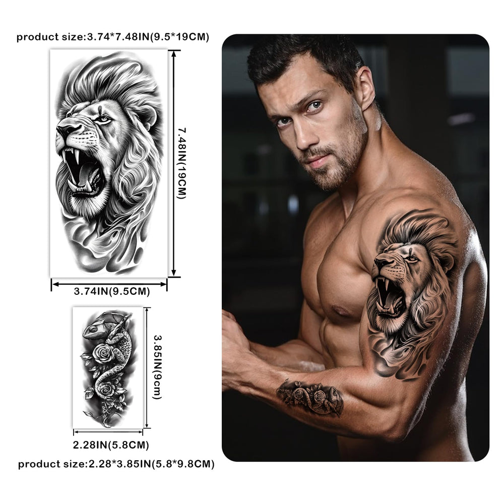 Tatouage temporaire Atydkug loup grand prêt à rehausser votre style forestier.