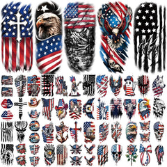 Atydkug tatouages avec aigle et drapeau, grand design pour festival