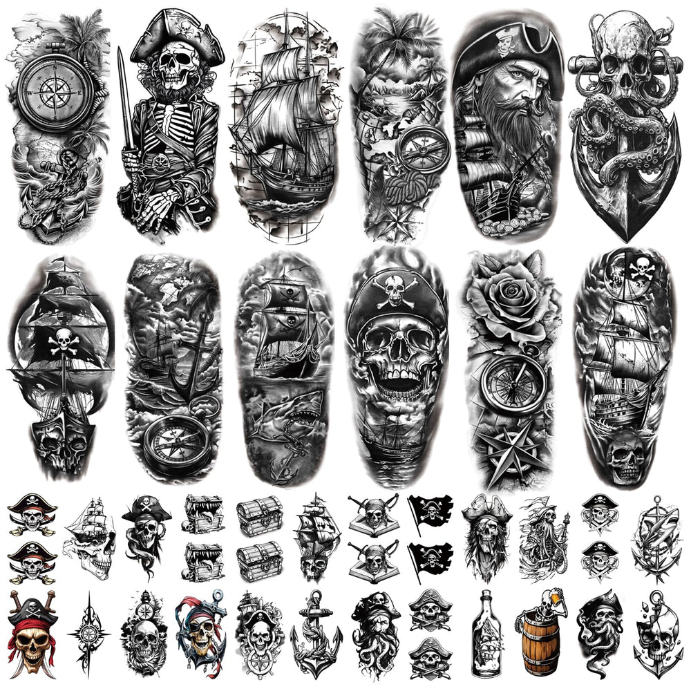 ATYDKUG tatouage temporaire pirate grand format sur bras pour un style audacieux et durable