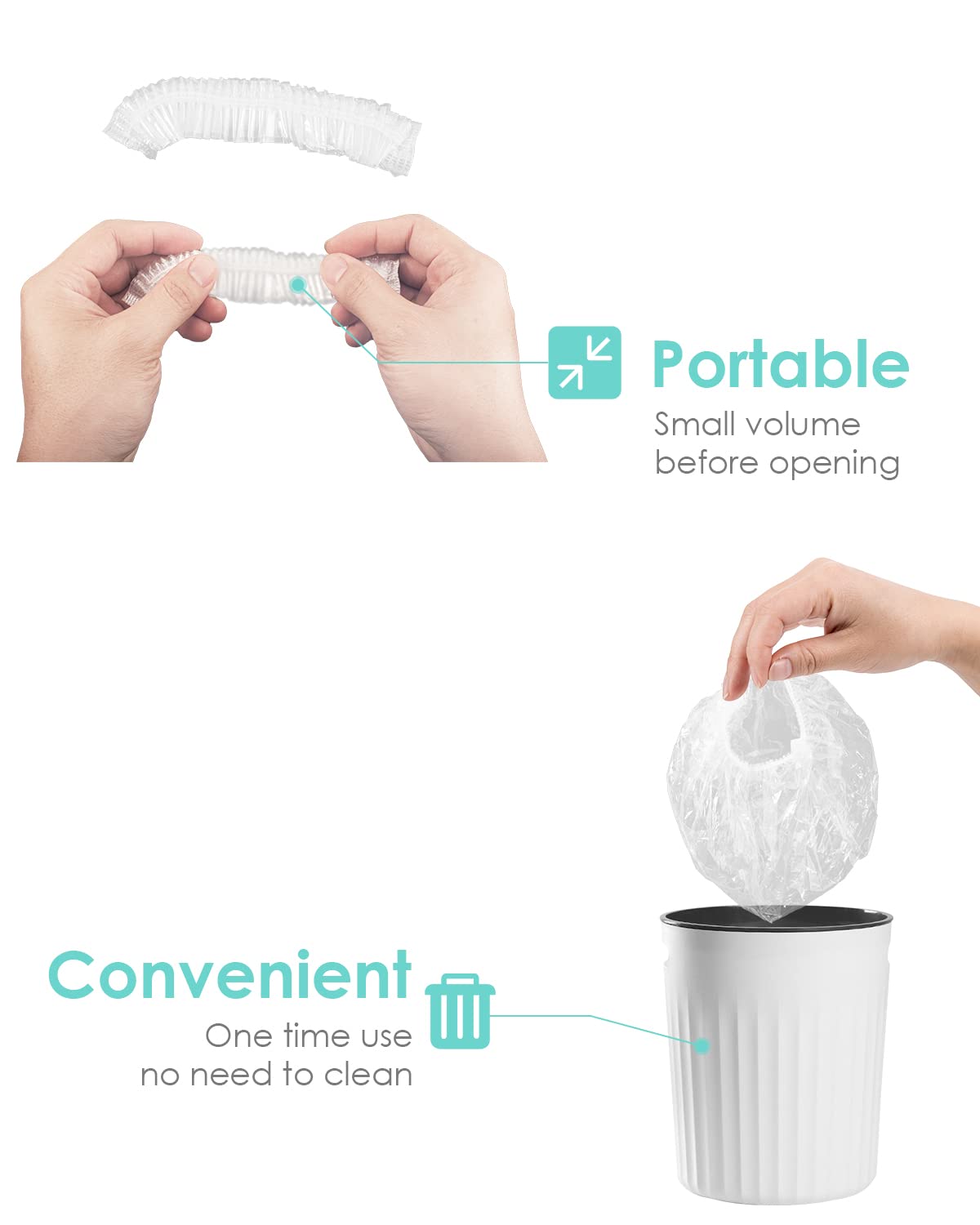Auban multiuse plastic shower cap suitable for various quick covers.