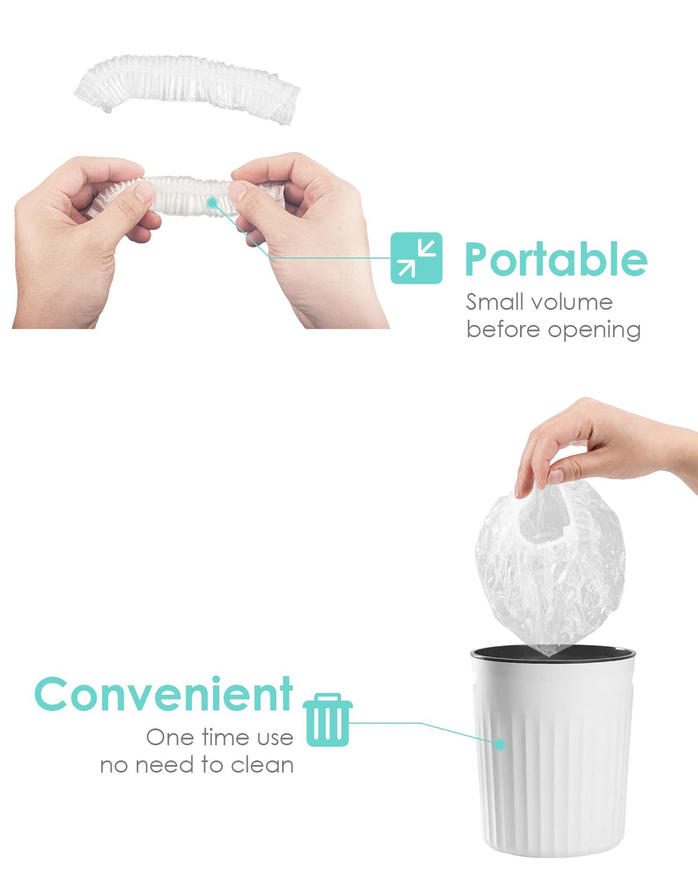 Auban multiuse plastic shower cap suitable for various quick covers.