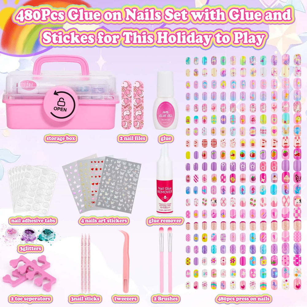 Audab trousse ongles enfants, rangement triple couche pour emporter partout