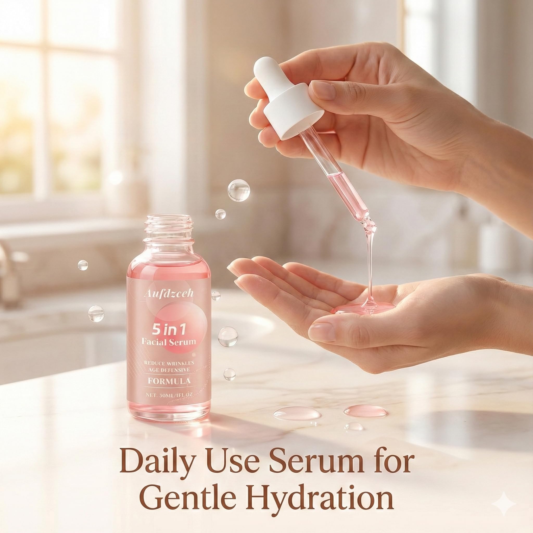 Sérum Aufdzceh avec niacinamide et collagène, nourrissant sans alourdir.