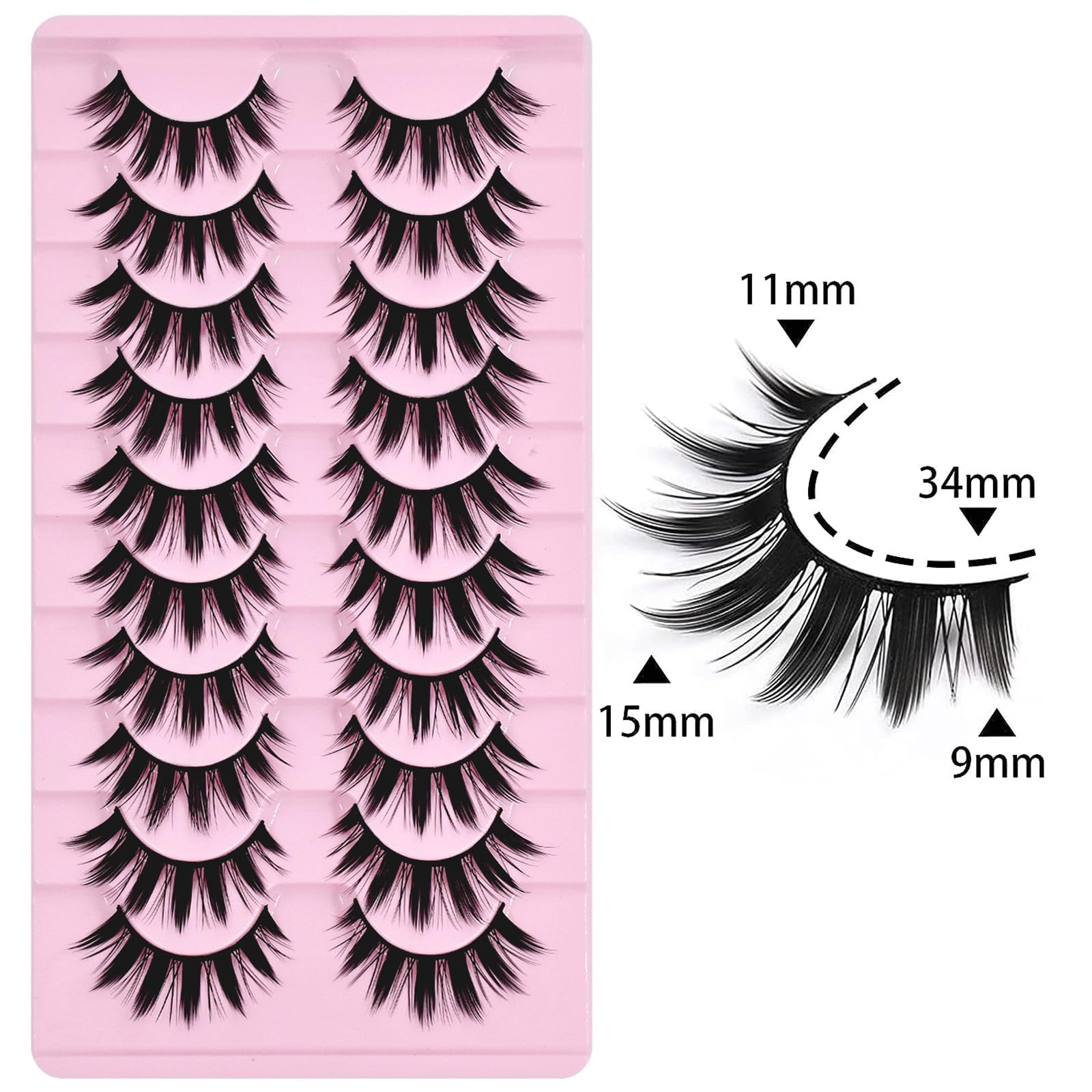 Cils AUGENLI cosplay manga 16mm boucles pour un regard volumineux.