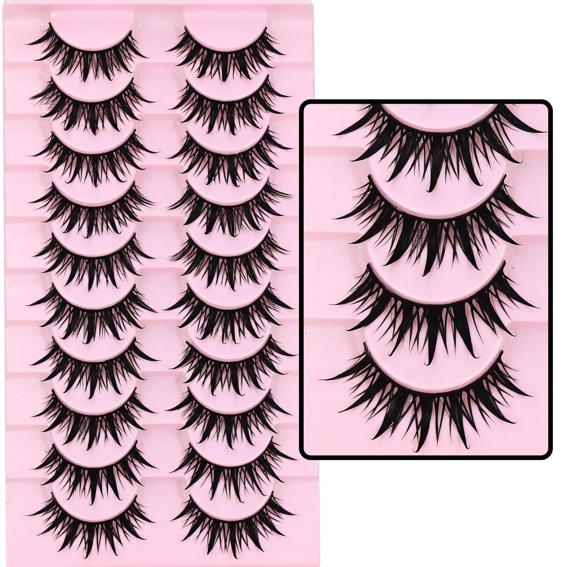 AUGENLI cils manga 16 mm, effet dramatique idéal pour costumes inspirés manga et fêtes.