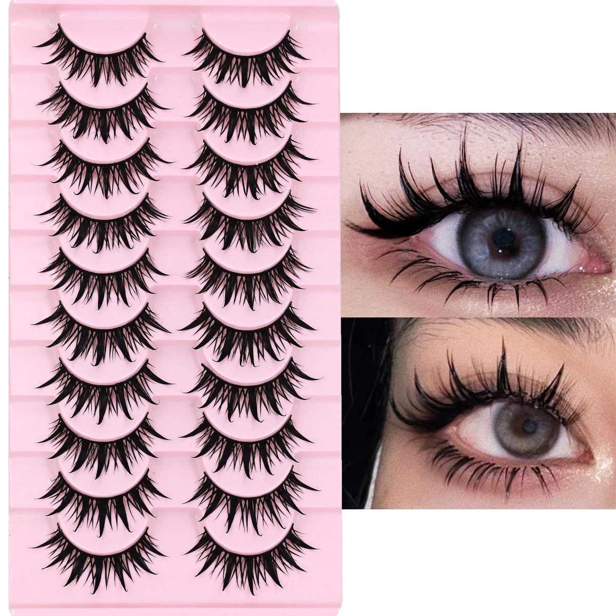 AUGENLI cils manga 16 mm, ensemble de 10 paires, pour un regard plus expressif.