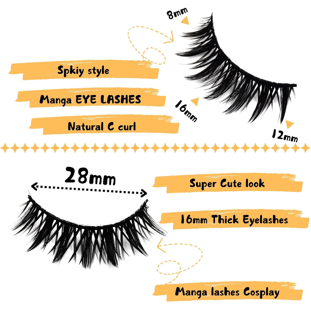 AUGENLI cils pour déguisement inspiré manga, cils mink réutilisables pour plusieurs soirées.