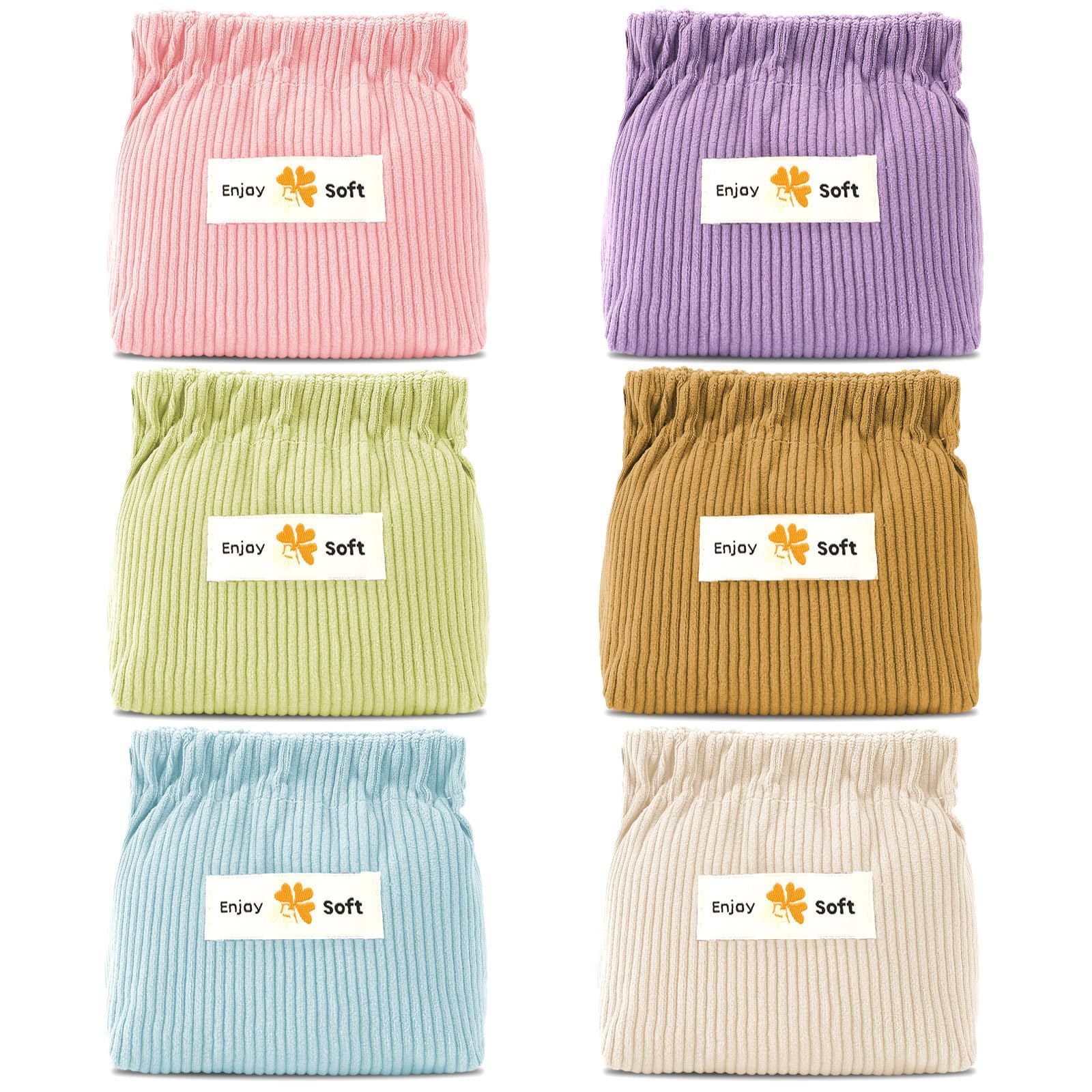 Pochette AUGSUN en corduroy, six coloris, idéale pour ranger petits accessoires en voyage.
