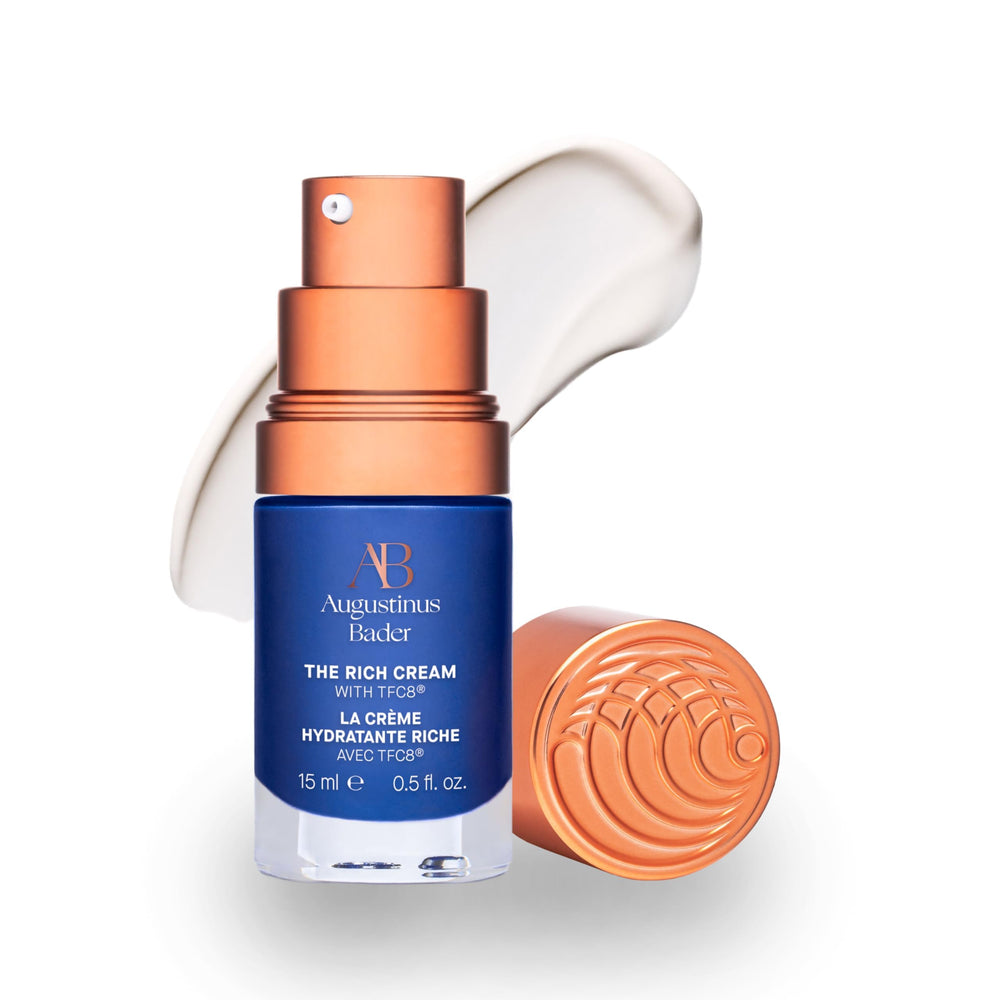 Crème riche Augustinus Bader, bouteille de 15 ml pour hydratation luxueuse.