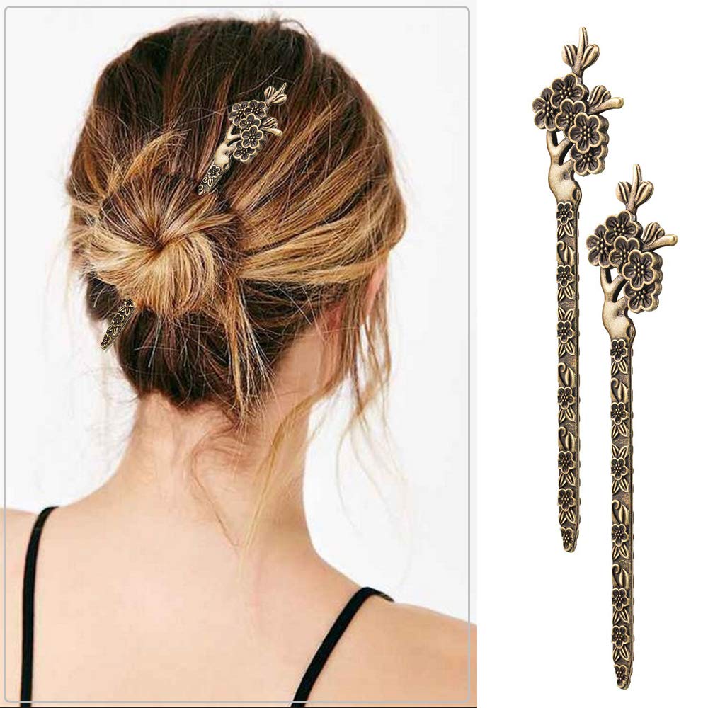 AUHOKY baguettes cheveux bronze 03, décorations détaillées pour coiffures.