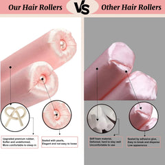 AUITRONCARE rouleaux satin rose, sans chaleur pour des boucles naturelles au matin.