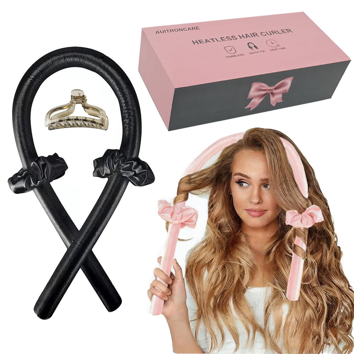 AUITRONCARE rouleaux satin sans chaleur pour boucles faciles au réveil