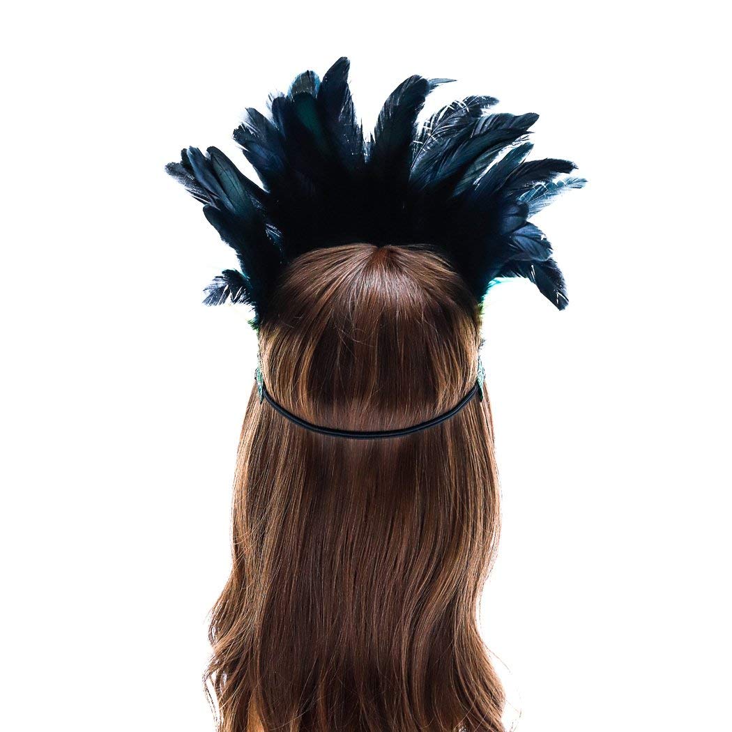 Aukmla accessoire paon vert – plumage raffiné et bandeau confortable pour soirée.