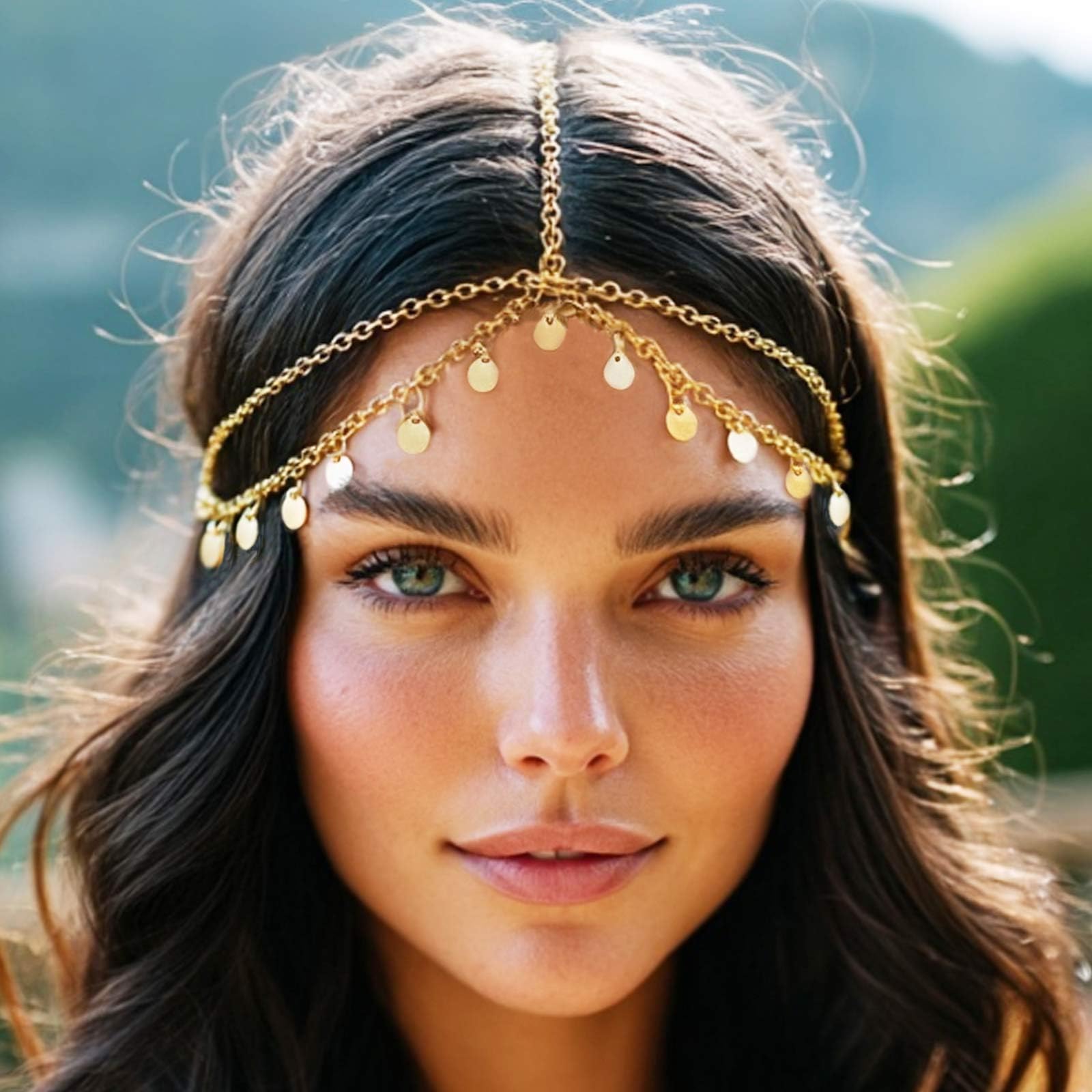 Aukmla accessoire cheveux sequins-or glamour pour festival et soirée.