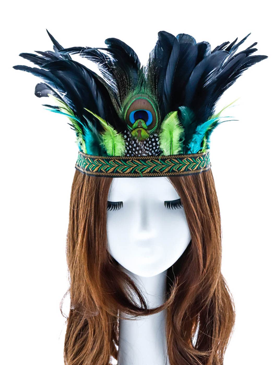 Aukmla fascinateur paon vert – plume décorative, bandeau léger pour fête.