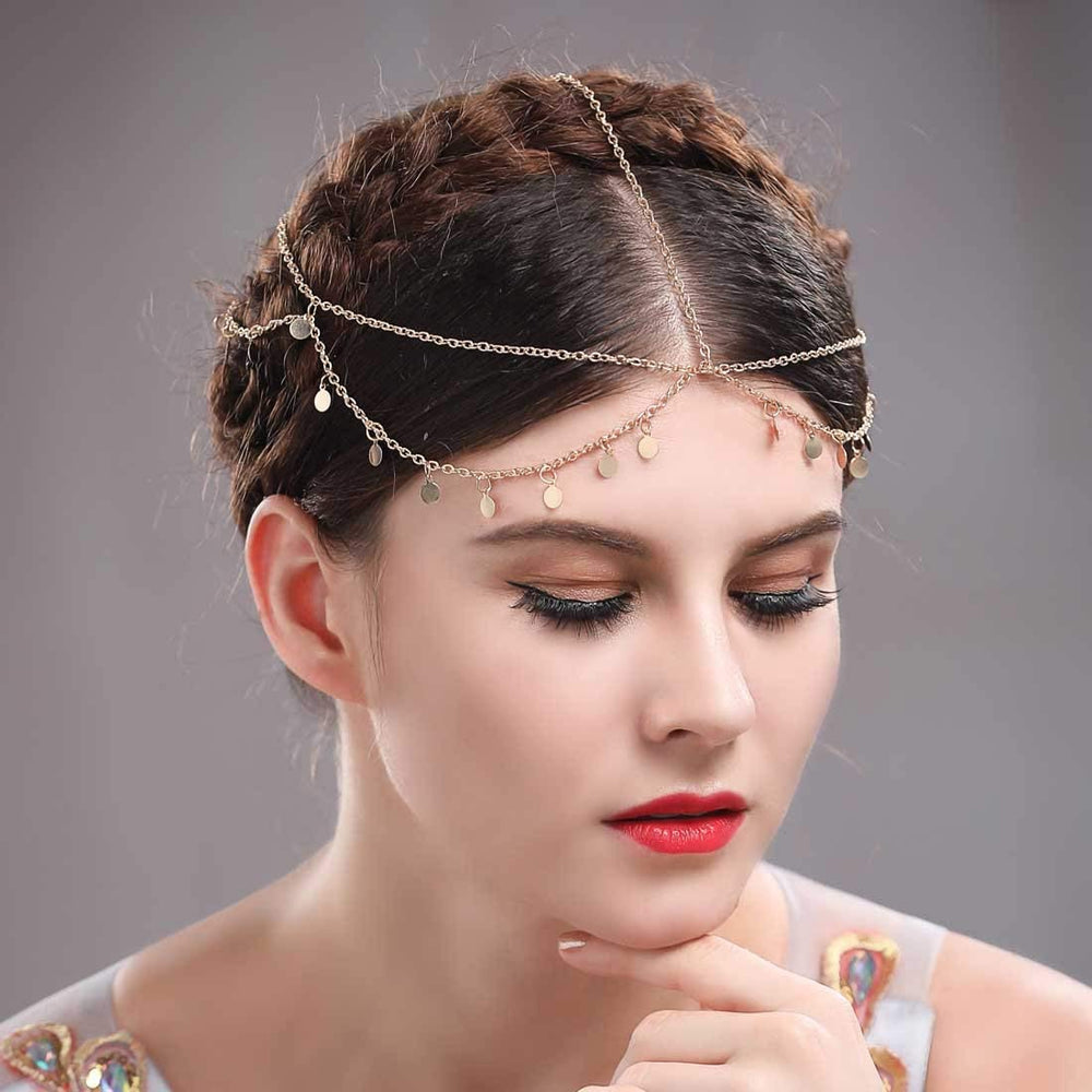 Aukmla ornement-cheveux-sequins-or couronne-paillettes, look festif assuré.