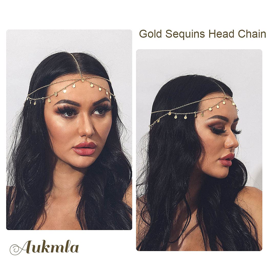 Aukmla tiare cheveux sequins-or soirée glamour sans effort.