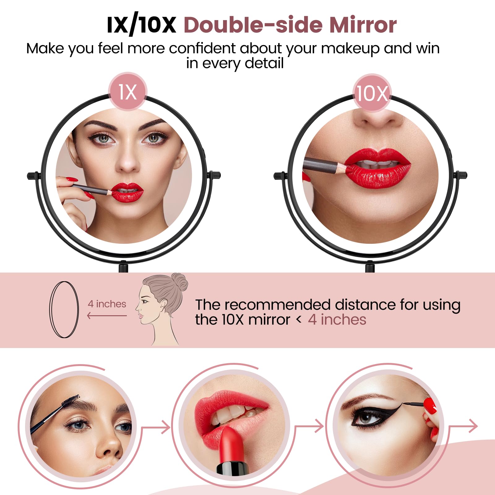 Miroir AumVum grossissement 10x pour les détails précis